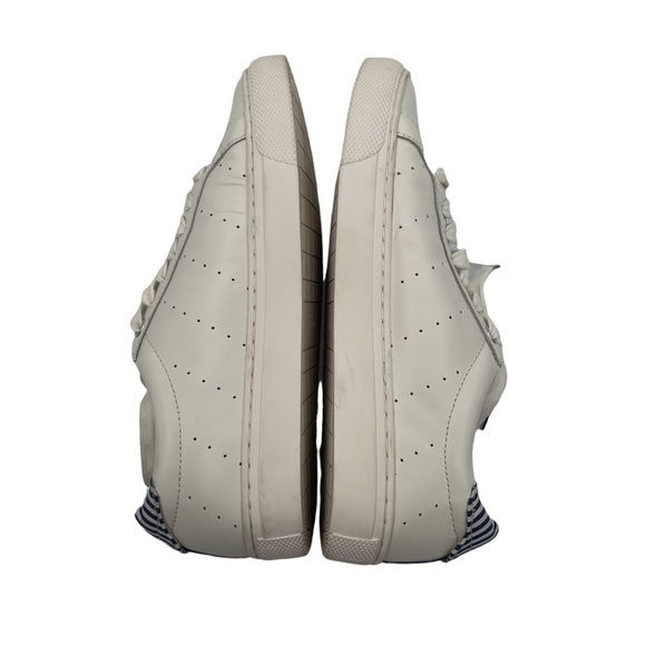 J. Crew Saturday White Blue Stripe Lace Up Sneakers Size 6 Men's - Picture 6 of 9